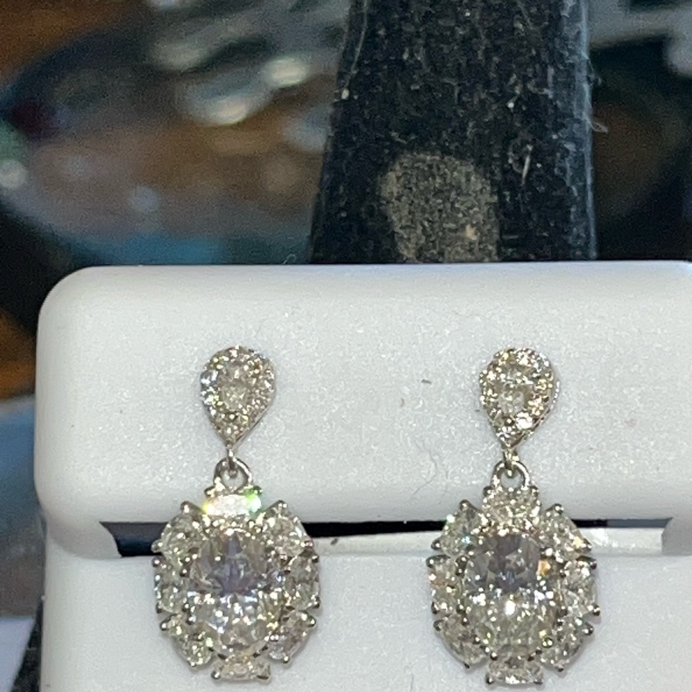 Sterling silver moissanite dangle earrings